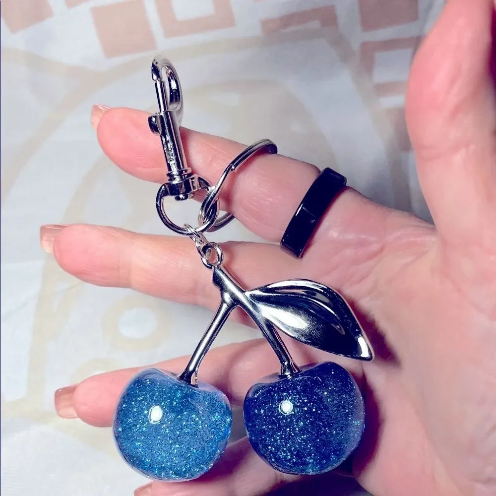 Sparkling Blue Cherry Keychain